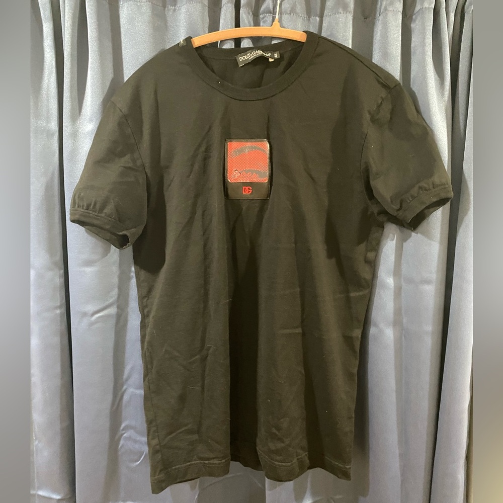 Dolce & Gabbana Black Tee with Red Patch